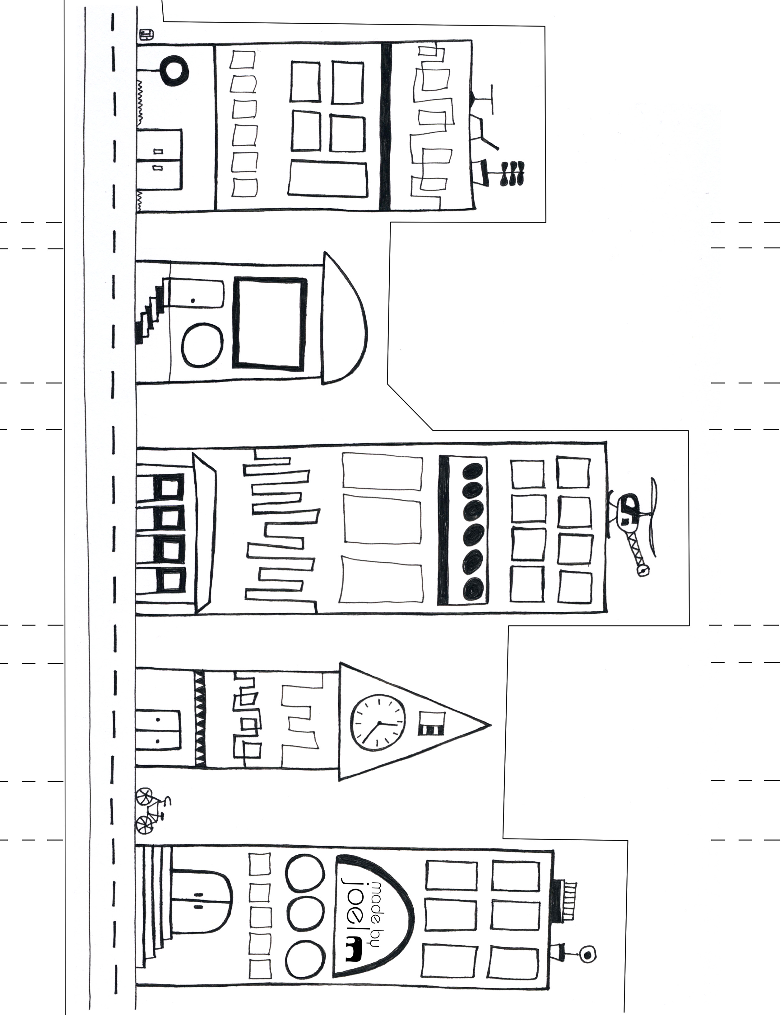 Printable 3d Paper City Buildings Template