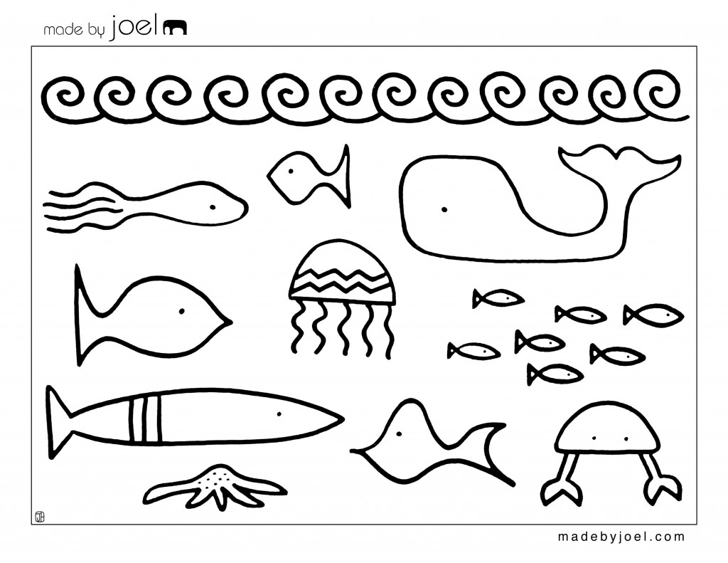 Made by Joel Underwater Creatures Coloring Sheet Free Printable Template 1024x791