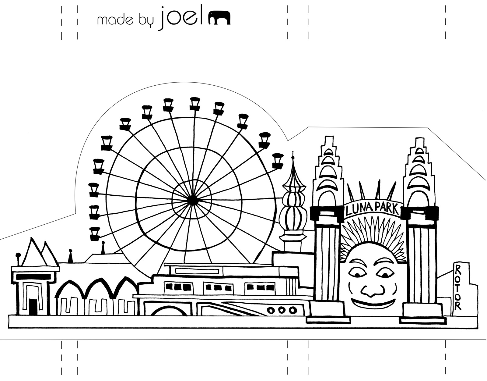 Template Made by Joel Paper City Sydney Luna Park – Made by Joel