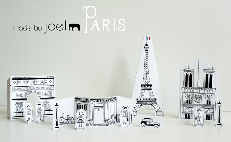 Figuras en papel de la Torre Ifel y otros edificios típicos, representando la ciudad de Paris