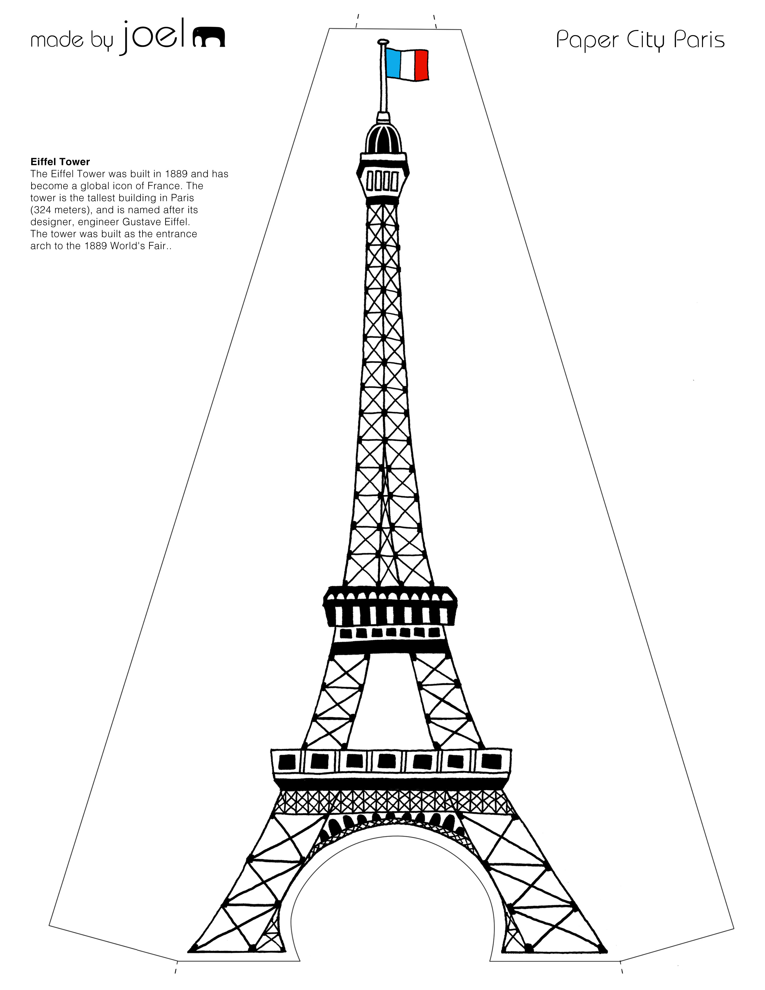 Paper City Paris Eiffel Tower Template Made By Joel