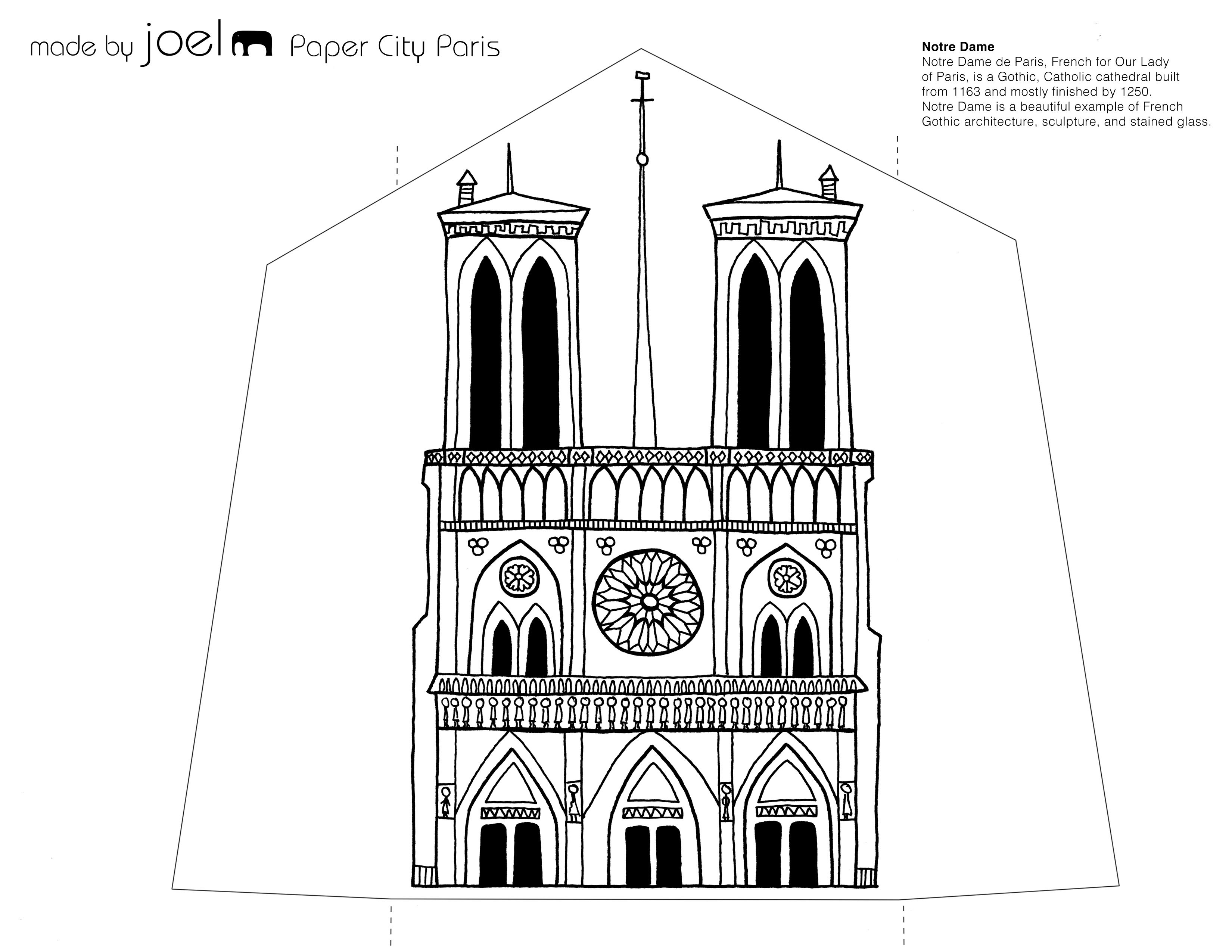 Paper City Paris Notre Dame Template Made by Joel