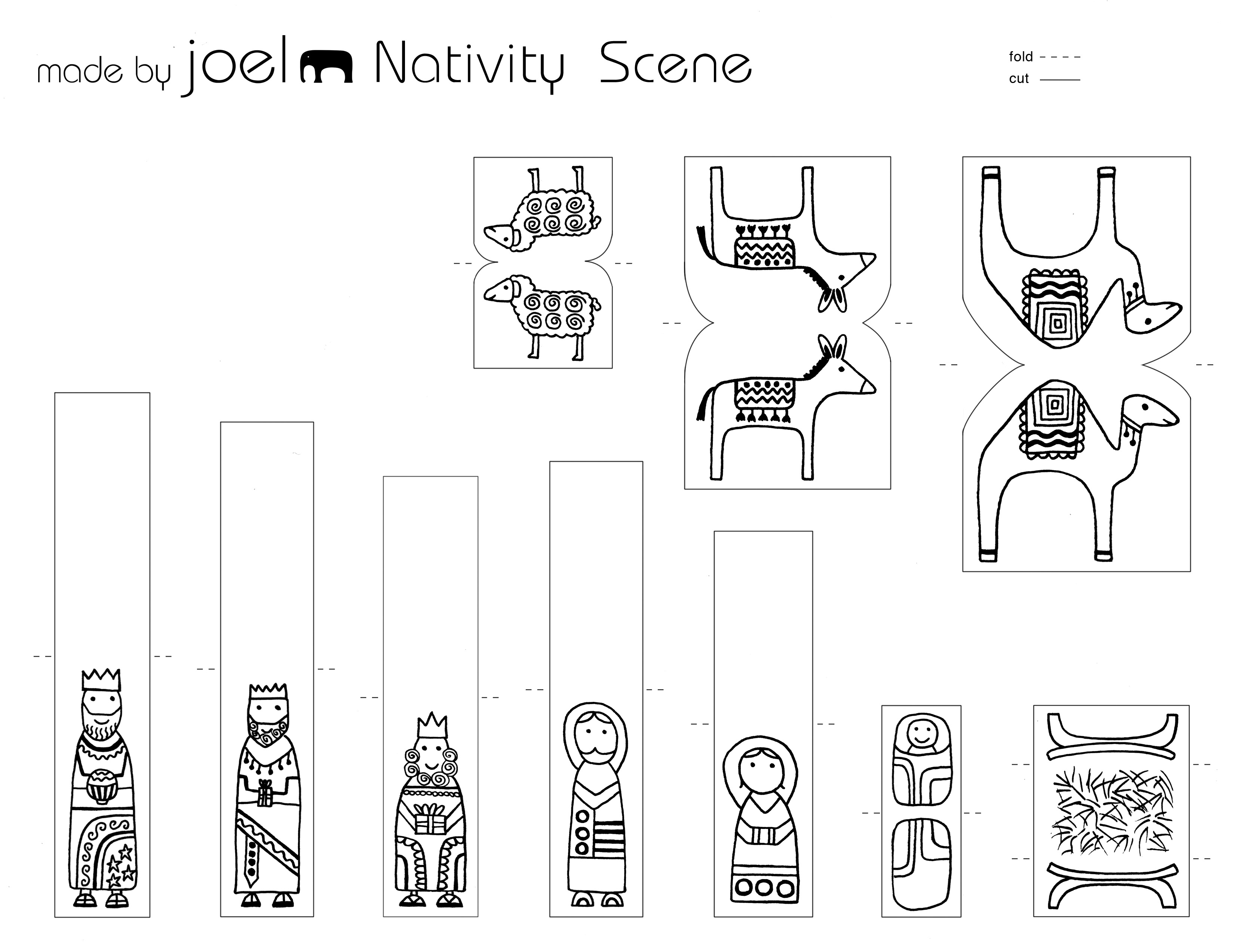 Made by Joel Paper City Nativity Scene Template Kids Craft 2 Made by Joel