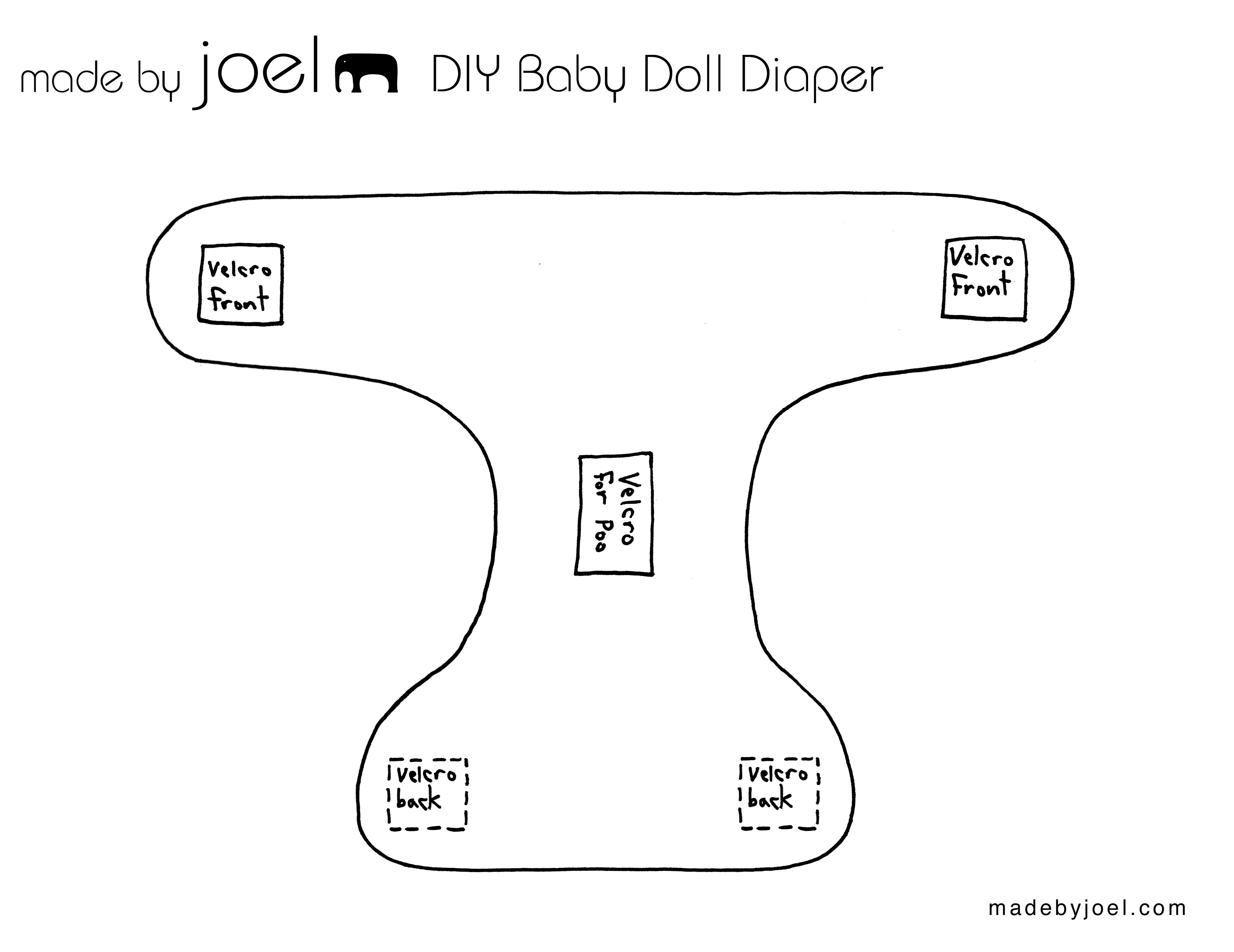 Made by Joel DIY Baby Doll Diaper Template Made by Joel