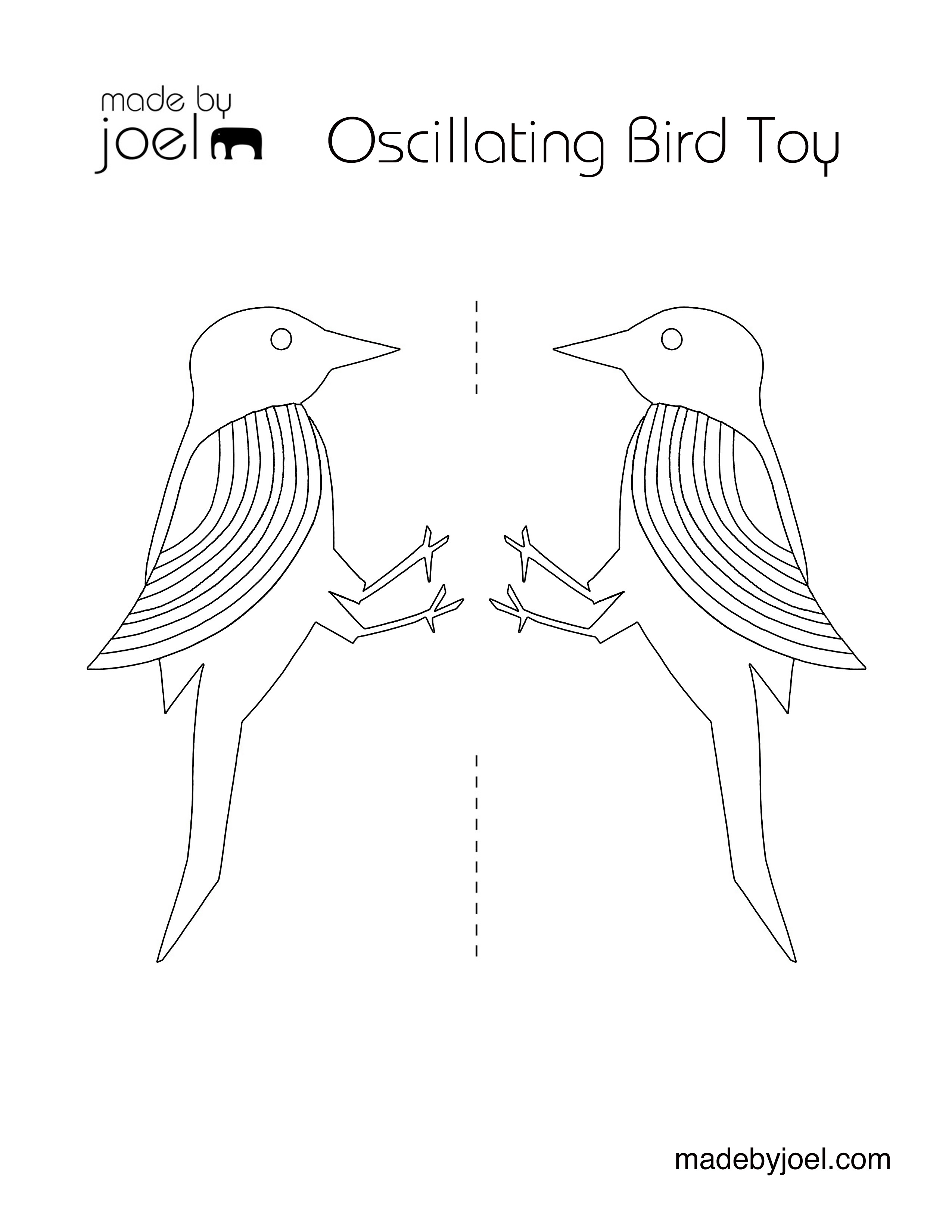 Made by Joel Oscillating Bird Toy Template Coloring Sheet – Made by Joel