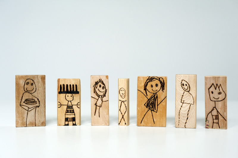 Wood Burned Doll Blocks Made By Joel, Wooden Block Art Ideas