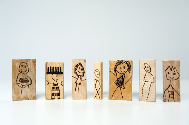 Wood Burned Doll Blocks Made by Joel